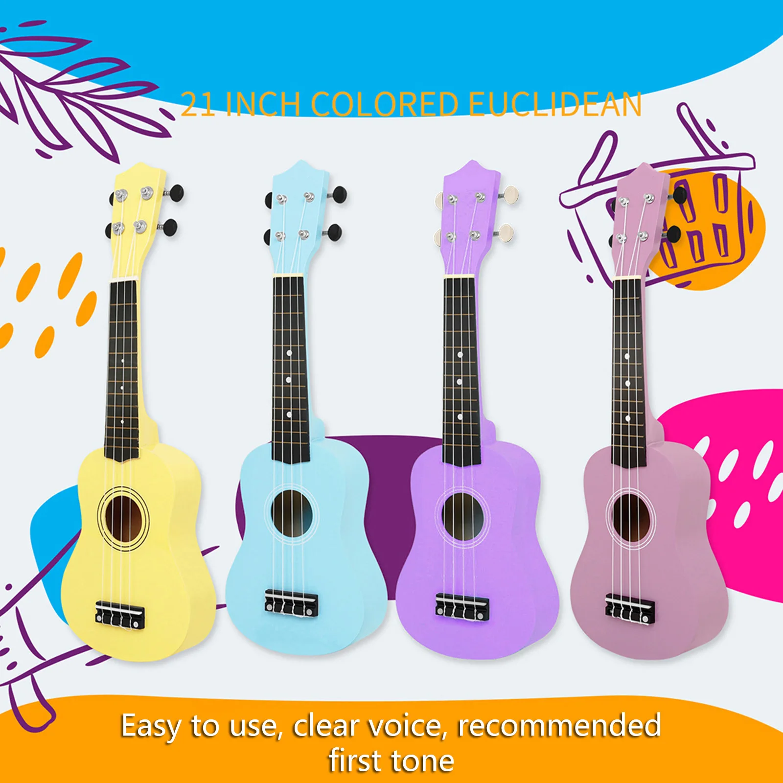 

11UE Colorful 21Inch Ukulele Four String Uke Ukulele for Beginners Music Lovers