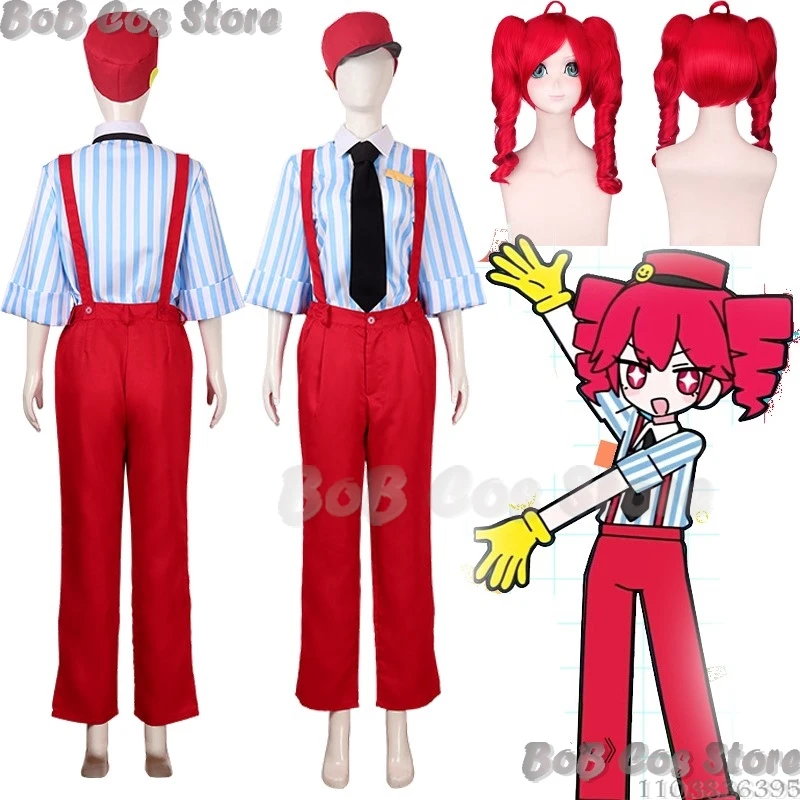 Mesmerizer Kasane Teto Virtual Idol Cosplay Costume Red Double Pony Wig Overalls Women Men Party Show Roleplay Daily OOTD Suit