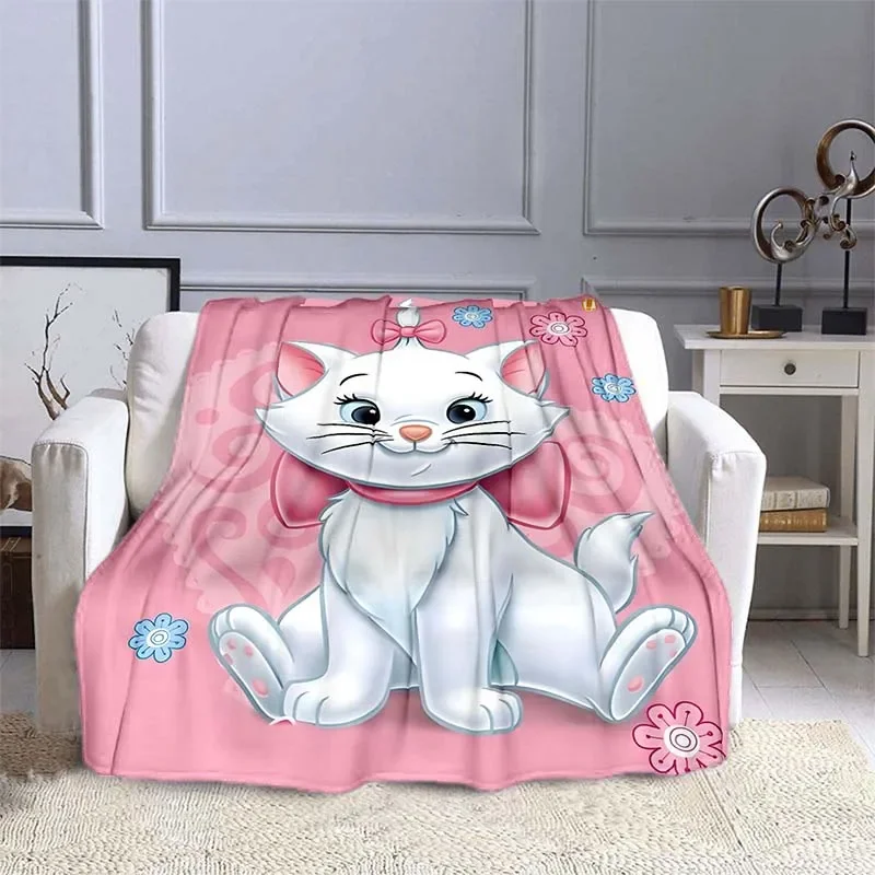 Pink Disney Cat Marie Printed Blanket Children Adult Blanket Soft and Warm Bedding for Bed Sofa Outdoor Travel Cover Blanket