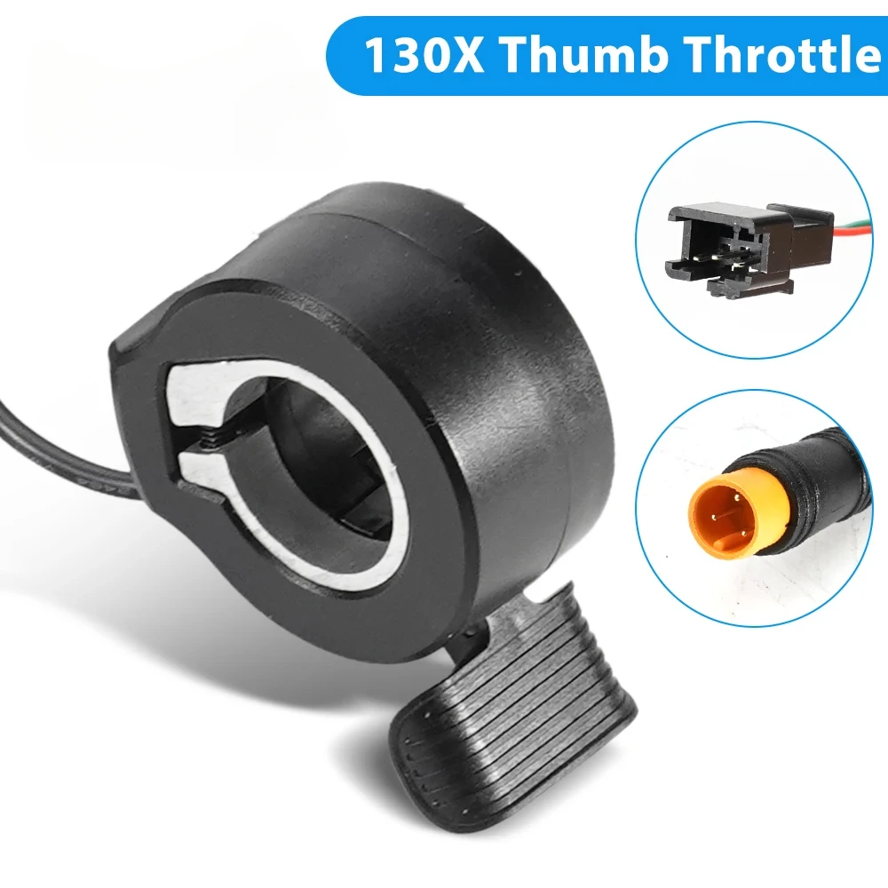 Thumb Throttle Electric Bike 130X Speed Control 3 Pin Waterproof SM WP Plug Connector Scooters Bicycle Accelerator Accessories