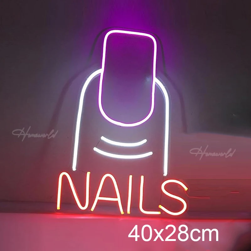 Nails Neon Sign Custom LED Lights Finger Shape Neon Decoration Lamp Wall Hanging Room Shop Party USB plug Dimmerable Gift
