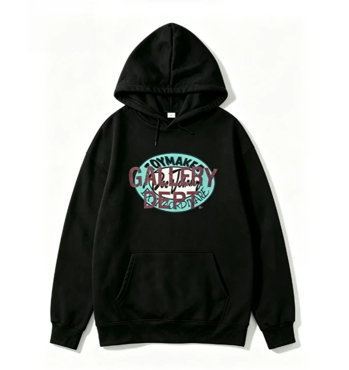 2026 new Oval shape, multi-layered overlapping, tattered text collage pattern, suitable for both men and women, hooded hoodie