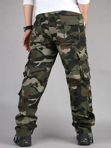 2025 Nya Camouflage Cargobyxor Herr 100% Bomull 8-Fickor Casualbyxor Utomhus Träning Vandring Klättring Bergbyxor Herr 8 best sales 8-ficks cargobyxor - №4