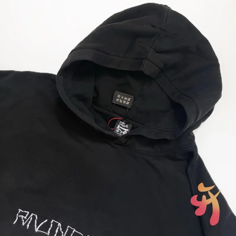 ملابس الشارع الأمريكية المطرزة بأحرف RRR123 هوديس المتضخم 123 جرافيتي طباعة هودي غسلها بلوزات سوداء الرجال النساء #5