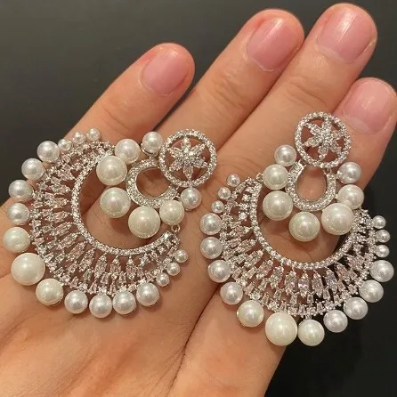 Women Vintage Pearl Earrings Bohemian Ethnic Style Exaggerated Peacock Earrings Millet Bead Pendant Ladies Jewelry Banquet Gifts