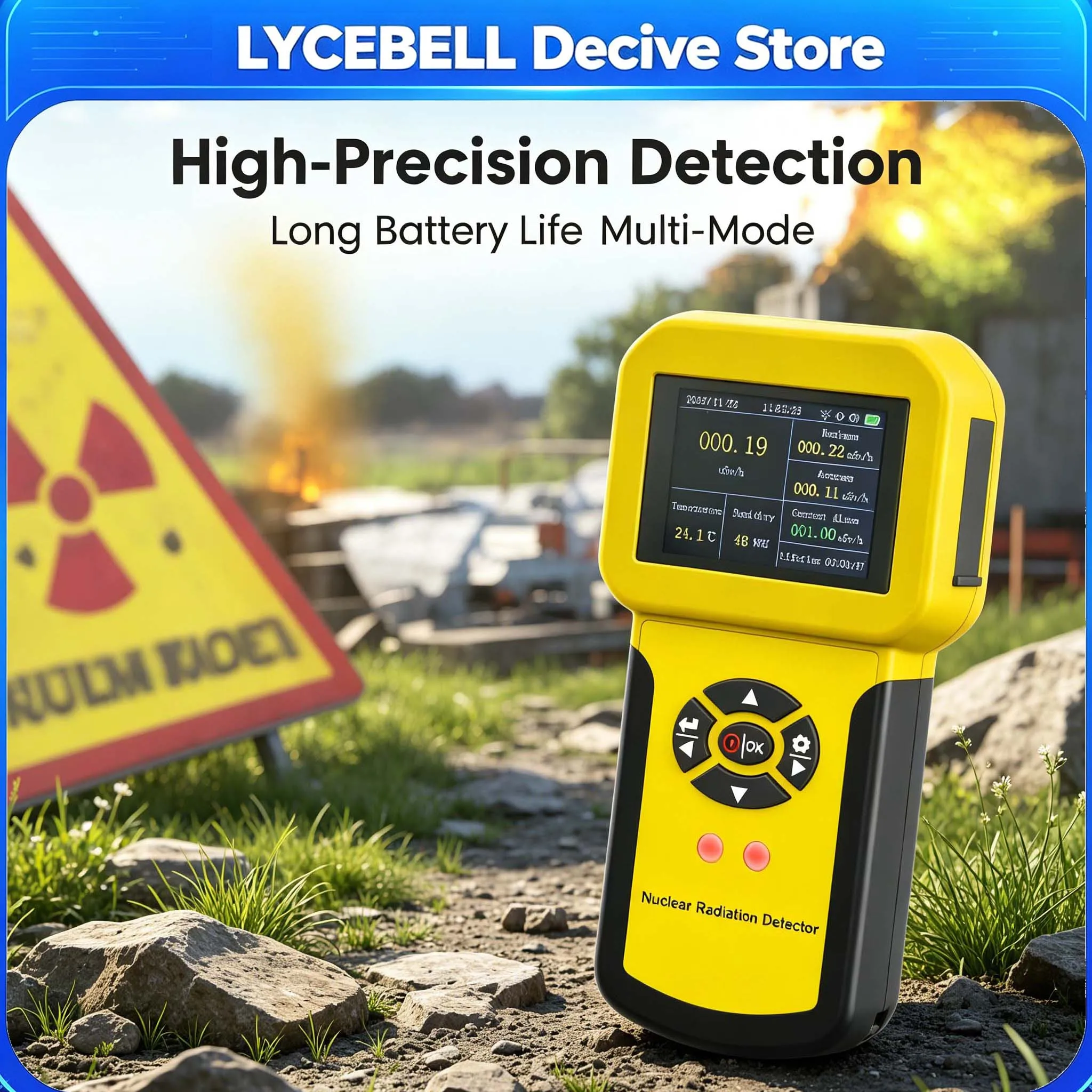 866A Nuclear Radiation Detector Geiger Counter X-ray Gamma Beta Ray Tester LCD Display Dosimeter Portable Rechargeable Alarm