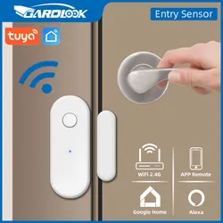 Tuya-Sensor de puerta y ventana con WiFi, Kit de sistema de alarma inteligente para el hogar, Detector de apertura de puerta de bajo consumo de energía, compatible con Alexa y Google Home