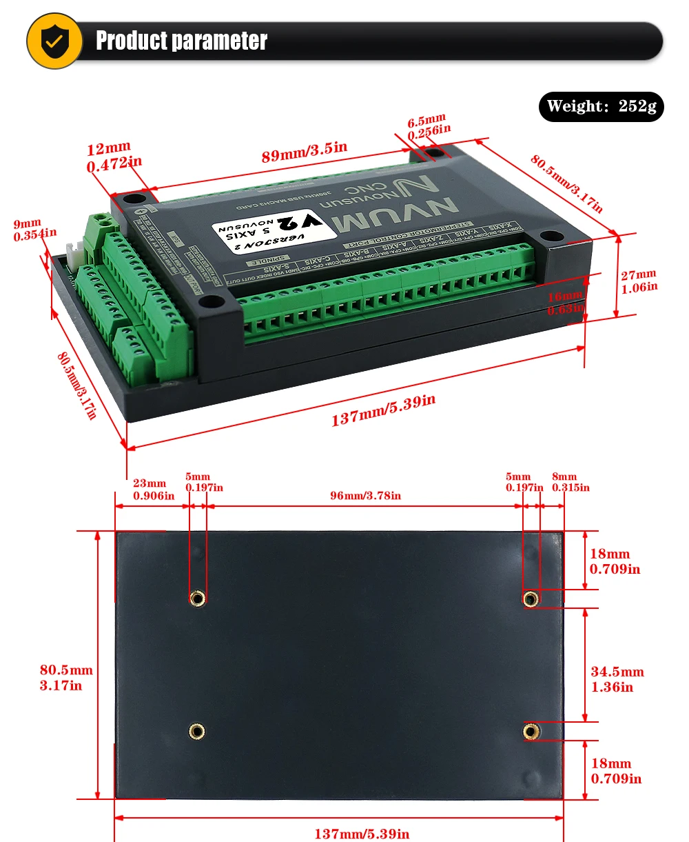 Tarjeta de Control Ethernet Mach3 CNC NVEM de 4 ejes Controlador CNC Mach3 Placa controladora CNC de 3/4/6 ejes y 5 ejes