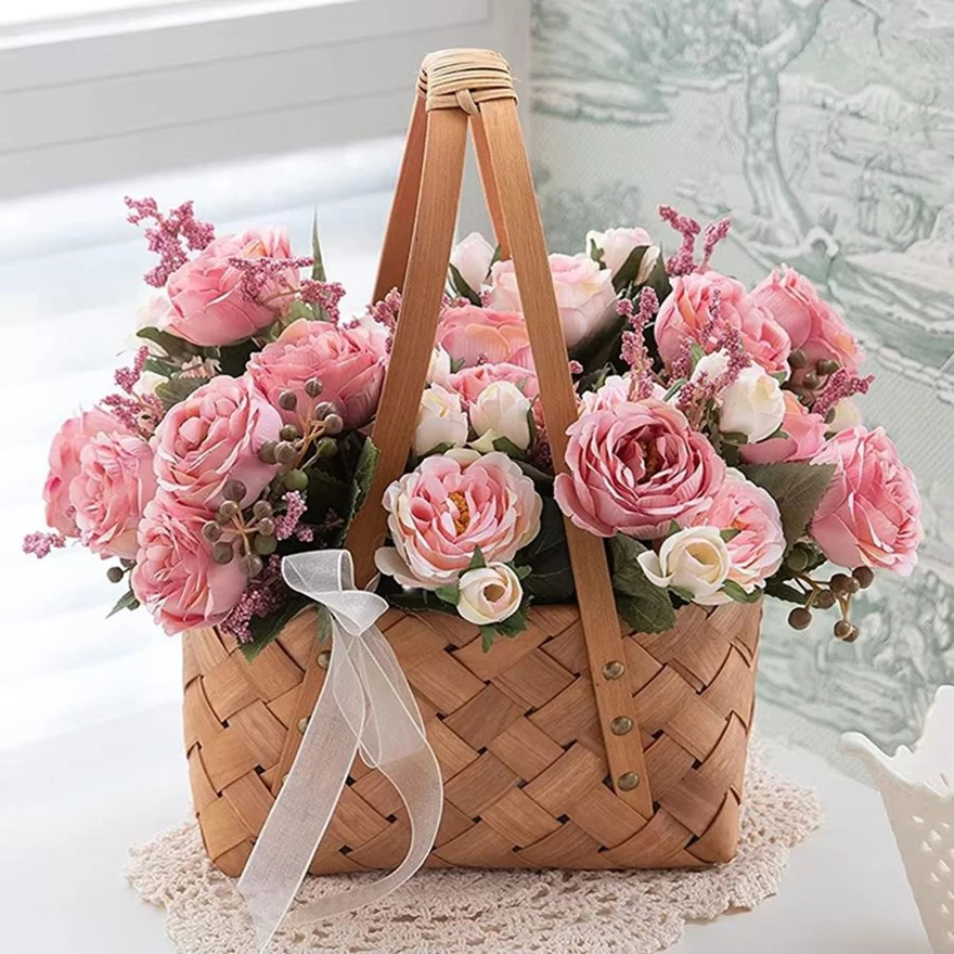 زهرة اصطناعية الحرير الفاوانيا ارتفع غرفة المنزل زهرية في الهواء الطلق ساحة حديقة مهرجان ديكور للطاولات لتقوم بها بنفسك باقة الزفاف Hotsale لتقوم بها بنفسك