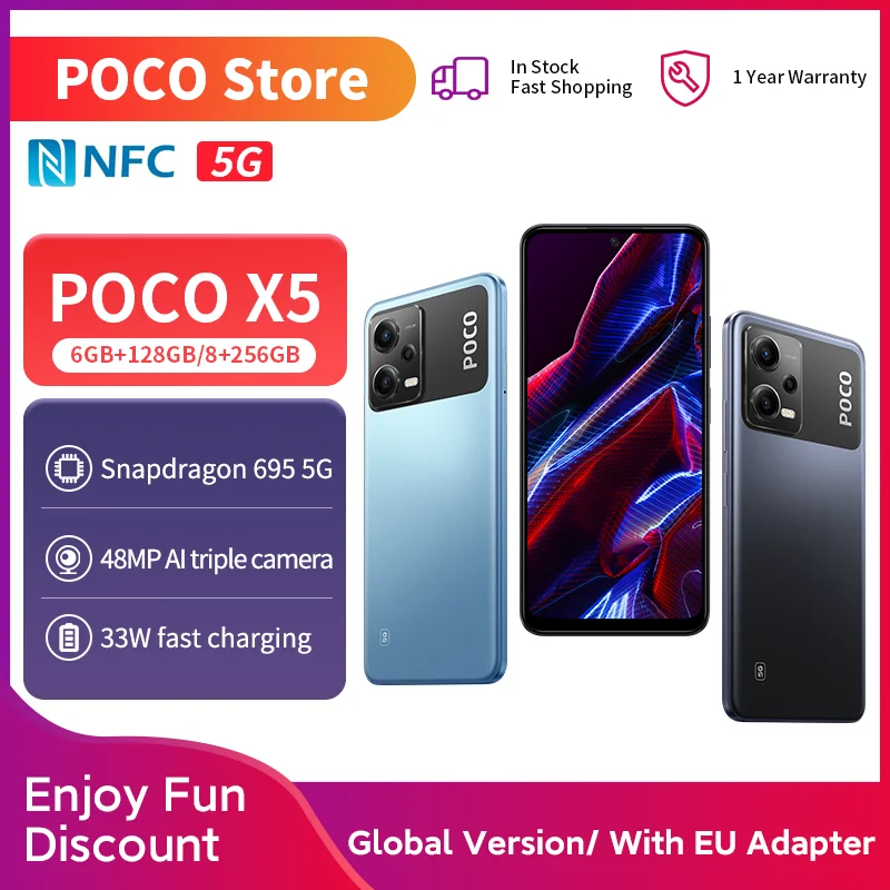 Mundial Poco x5 5g Smartphone 128gb 256gb 6.67 120hz Amoled Dotdisplay Snapdragon 695 Octa Núcleo Nfc 33w 5000mah Bateria Mae60estreia