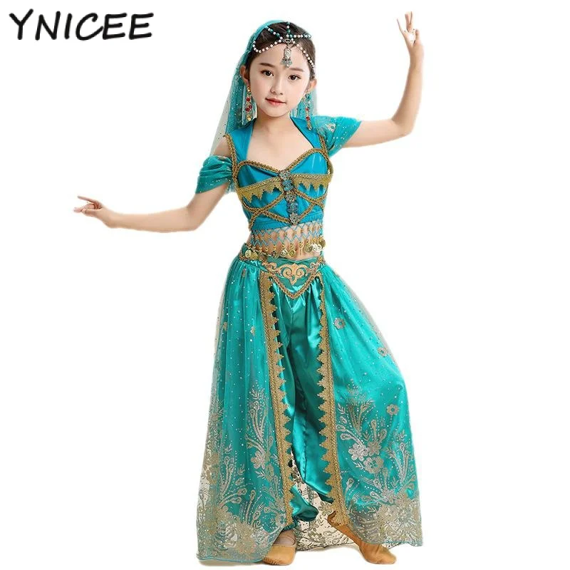 Girls Kids Princess Belly Dance Set India Oriental Indian Dance Sari Girl Performance Costume Bollywood Children Stage Outfit