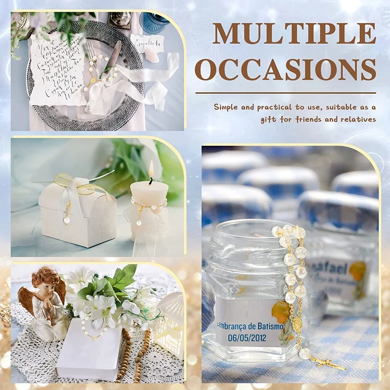 ABXH 30Pcs Baptism Rosary Acrylic Rosary Beads Mini Rosaries With Cross For The First Communion Baptism Party Favors