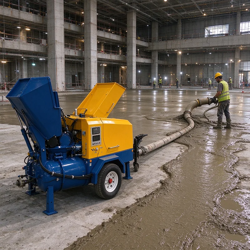 Integrated Semi-Dry Screed Mixer Pump Mobile Mortar Transfer Pump For Building Floor Screeding