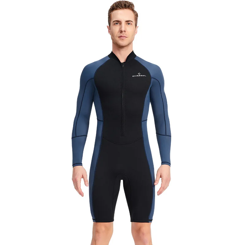 

Wetsuit UV-proof Front Zip Long Sleeves 1.5MM Neoprene Shorty Men Diving Suit for Underwater Swimming Surfing Spearfishing