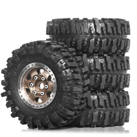 4PCS 1/24 1/18 RC Crawler Tires and Beadlock Wheels Rims Offset -2.5mm for 1:24 1:18 Car Axial SCX24 FMS AX24 FCX18 FCX24 TRX4M