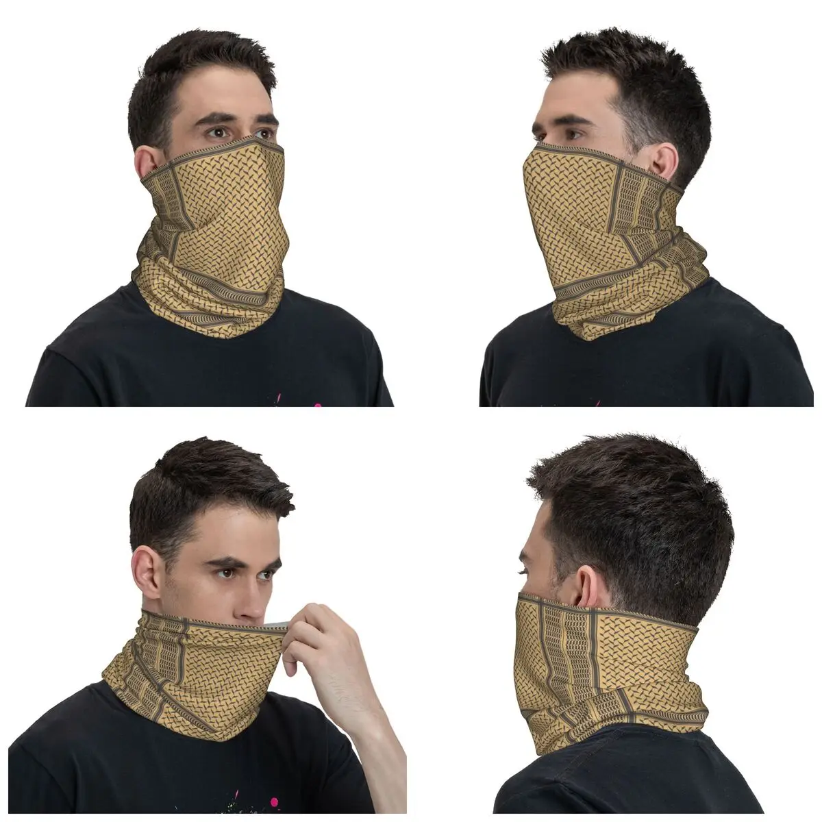 Keffiyeh Kufiya Bandana Neck Gaiter Printed Shemagh brown Beige Balaclavas Mask Scarf Headwear Running Unisex Adult All Season