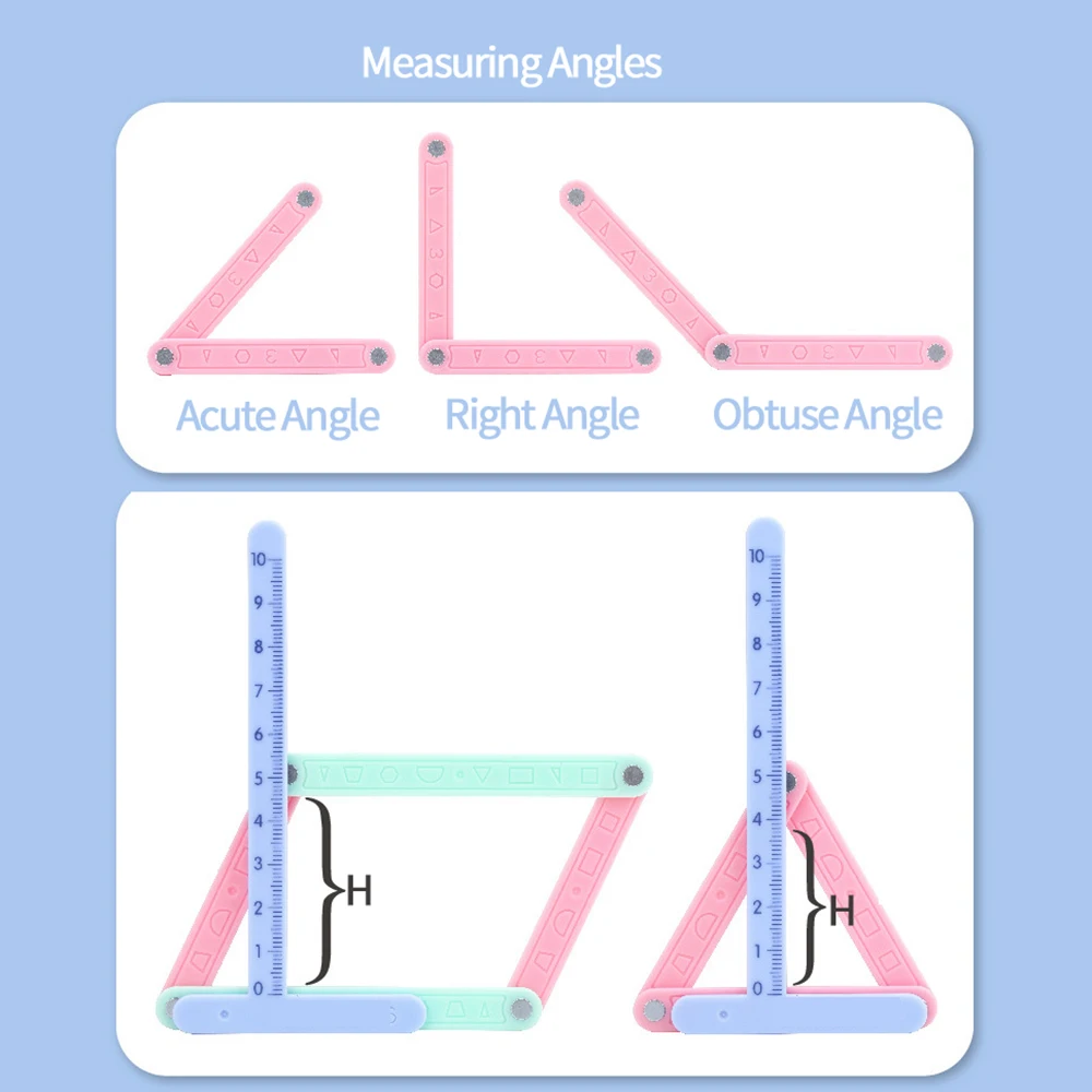 Pernas de ângulo magnético com 1 transferidores, explorar ângulos, formas e geometria, geometria triangular, manipuladores de matemática