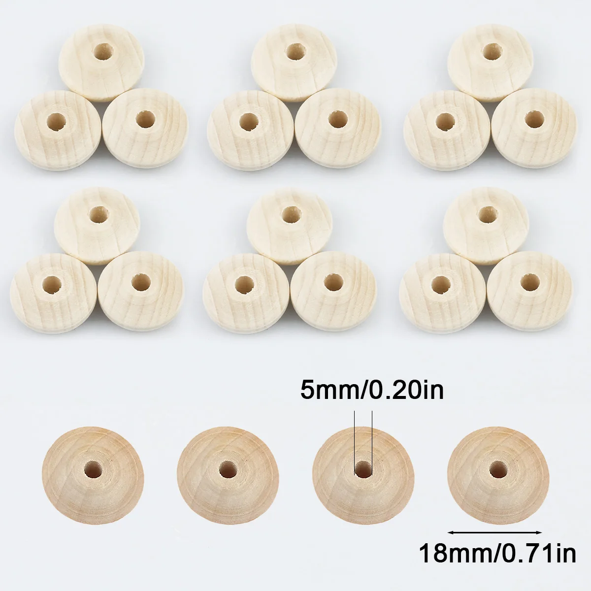 WLYeeS 8 18 21mm Button Shape Wooden Spacer Loose Beads For Jewelry Bracelets Necklace Beading Making DIY Accessories Finding