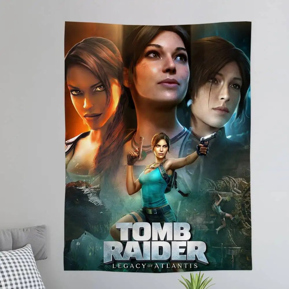 Hot Vedio Game T-Tomb R-Raider Colorful Tapestry Wall Hanging Bohemian Wall Tapestries Mandala Wall Hanging Sheets