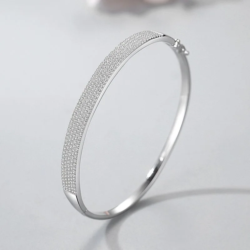 

Top Quality Fashion Lovely Bangle Real Pure Sterling 925 Silver Jewelry Real 925 Silver Bangle Cute Diamond Party 2025 Jewelry