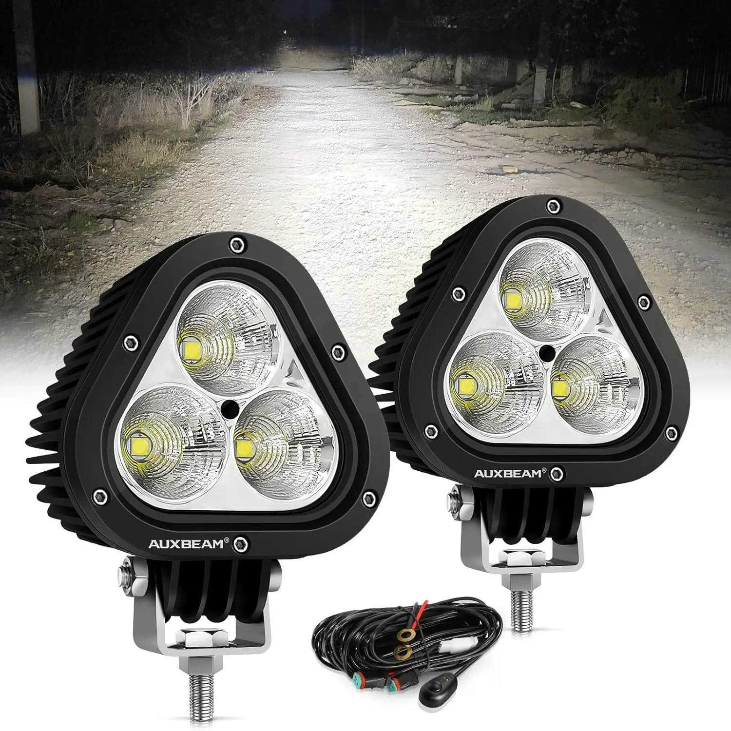 Led Pods 4in 90W, Off Road Pod Light Super Bright A-pillar Triangle Led Pod Light Bumper Led Fog Light White Spot Flood Combo Di