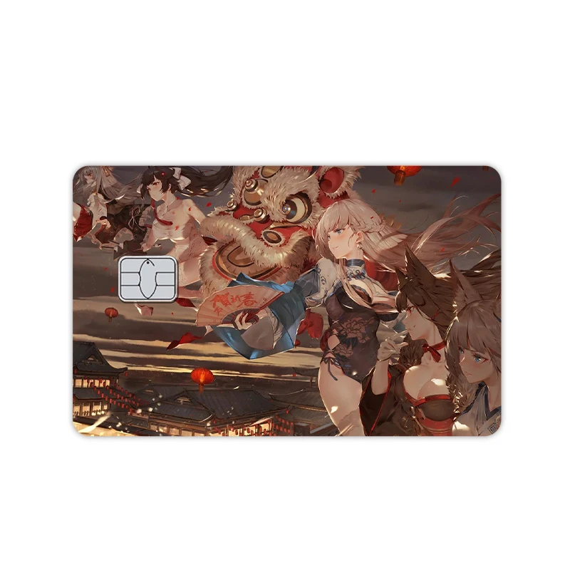 New Anime Sexy Azur Lane Kawaii Diy Star Laser Credit Card Stickers Cartoon Wiki HMS Cheshire IJN Azuma Debit Bank Card Cover