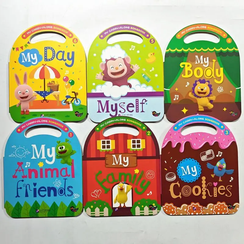 6-volume package sale  bilingual children's interactive board rhyme book in Chinese and English  Music Fun