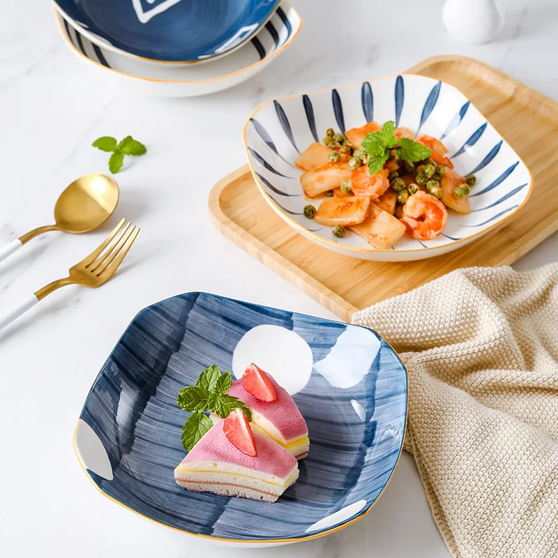 

Japanese-style plates, dish plates, ceramic soup plates, ruyi plates, round plates, and underglaze color deep plates