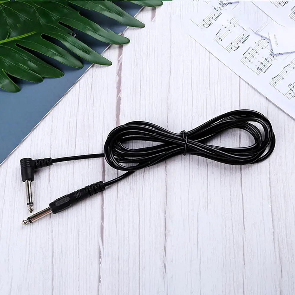 Straight To Right-Angled Guitar Instrument Cable Noise Shielded Patch Cord Electric Guitar Cable 6.35mm 2 Plugs Guitar Cord