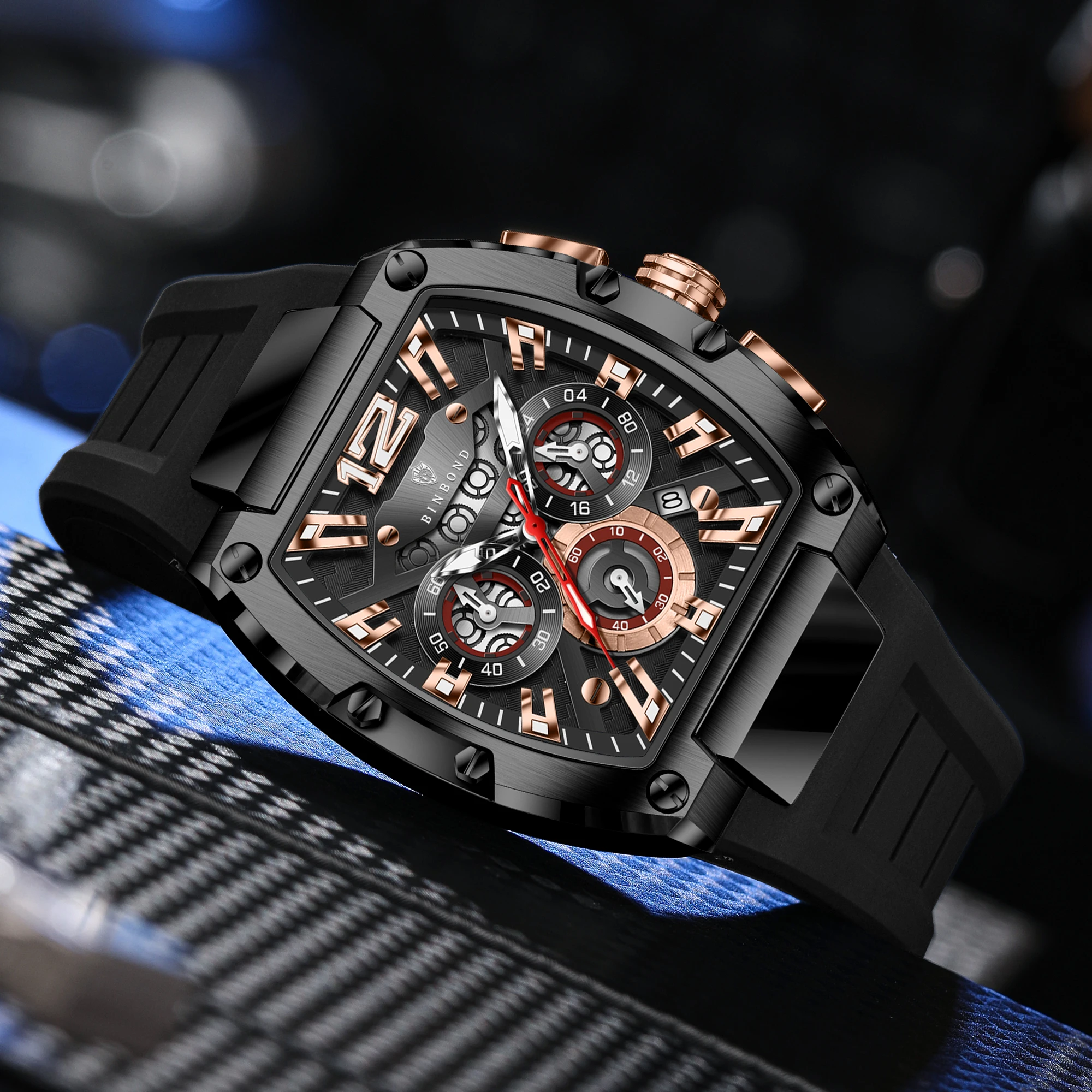 BINBOND Luxury Man Quartz Watch Sports Military Watches For Men Waterproof Luminous Chronograph Mens Watches Reloj Hombre Luxury