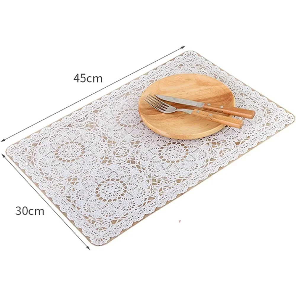 الجدول مكان حصيرة خمر وسادة الطعام الدانتيل والتطريز الأبيض لعشاء الجدول كوستر شرب فنجان شاي تحديد الموقع حفل زفاف #2