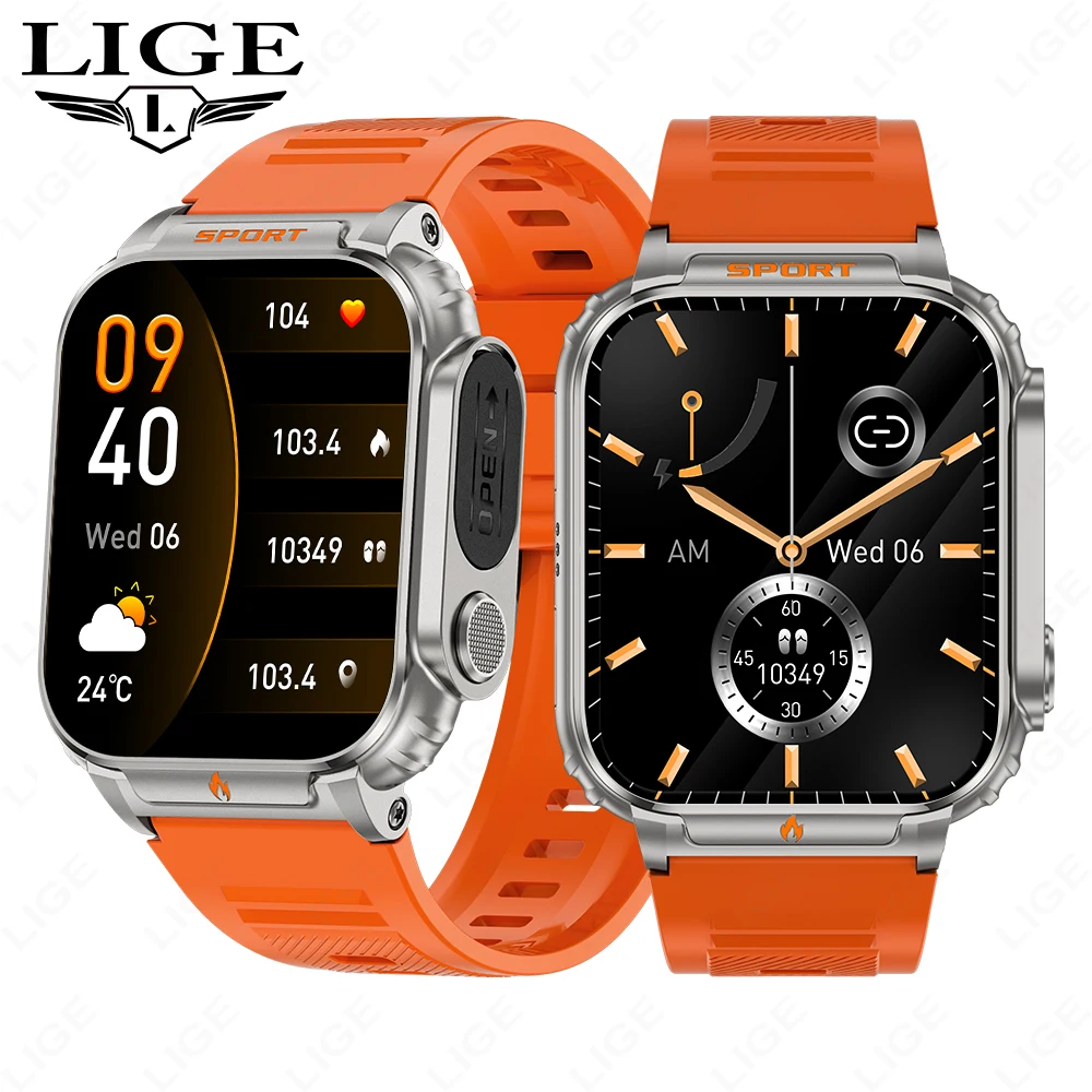 

LIGE USB Smart Watch Outdoor Sports 500mAh Large Battery Waterproof Heart Rate Monitoring Bracelet Smartwatch For Android IOS