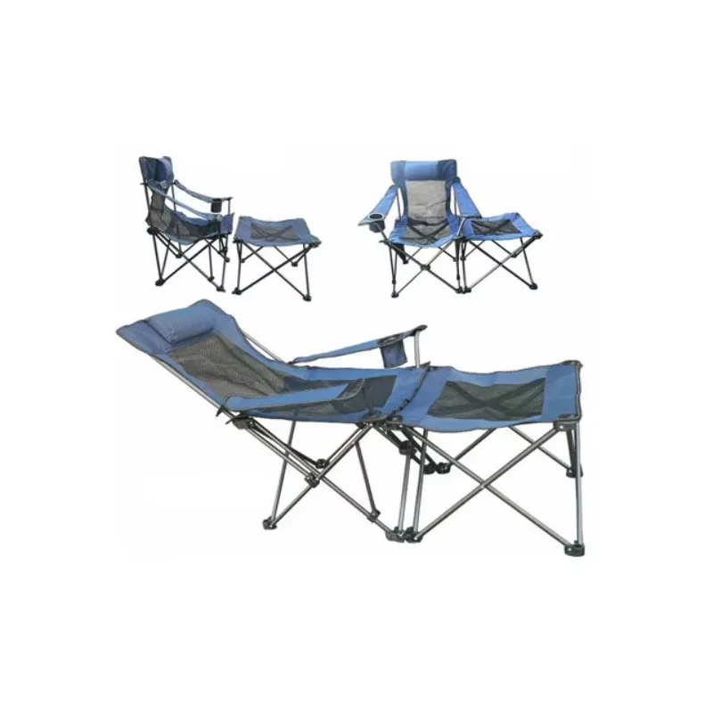 

Camping Chair with Footrest Folding Reclining Chair Adults Outdoor Chaise Lounge Chair