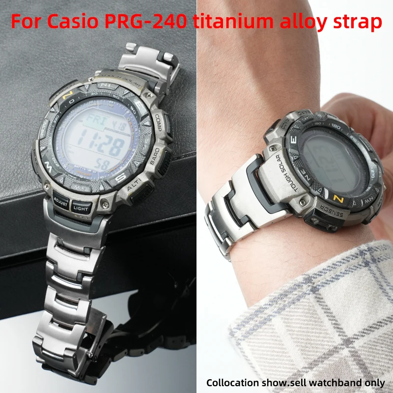 Upgraded Titanium Alloy Watch Band for CASIO ProTrek PRG-240 PRG-130Y PRW-1500 Replace Strap Men's Outdoor Sports Lightweight