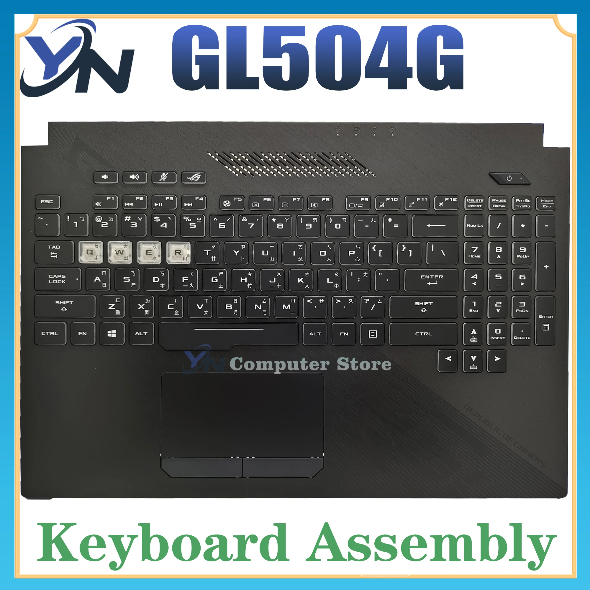 GL504 For ASUS Laptop Keyboard Strix Sca GL504G GL504GM GL504GS GL504GV GL504GW Keyboard Palmrest C Shell Assembly