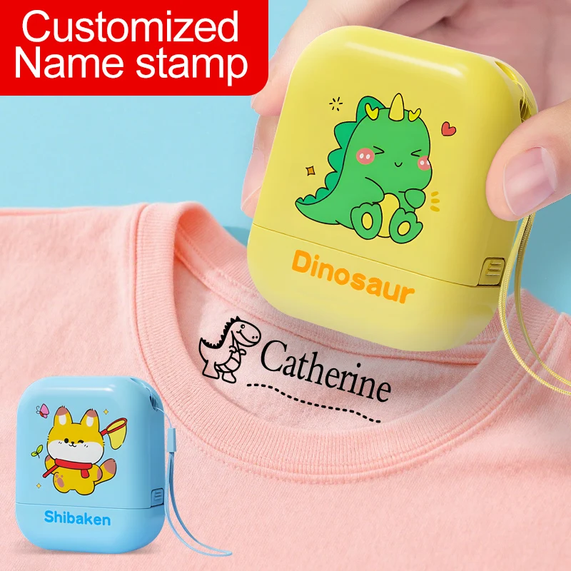 Personalized Cartoon Animal Stamp Kit - Custom Name Stamps for Toddler Clothes & Backpacks, Waterproof Eco-Friendly Ink