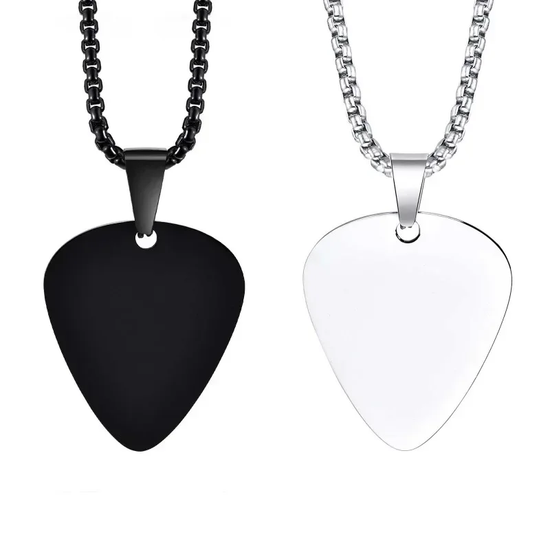 Creative Unique Guitar Pick Necklace For Men Boys Titanium Steel Heart Guitar Picks Pendant Collar To Music-Lovers Gifts