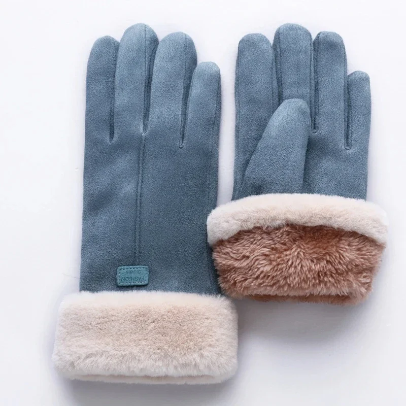 AliExpress Fashion Winter Women Warm Gloves Cute Plush Windproof Full Finger Mitts Outdoor Cycling Sport Warm