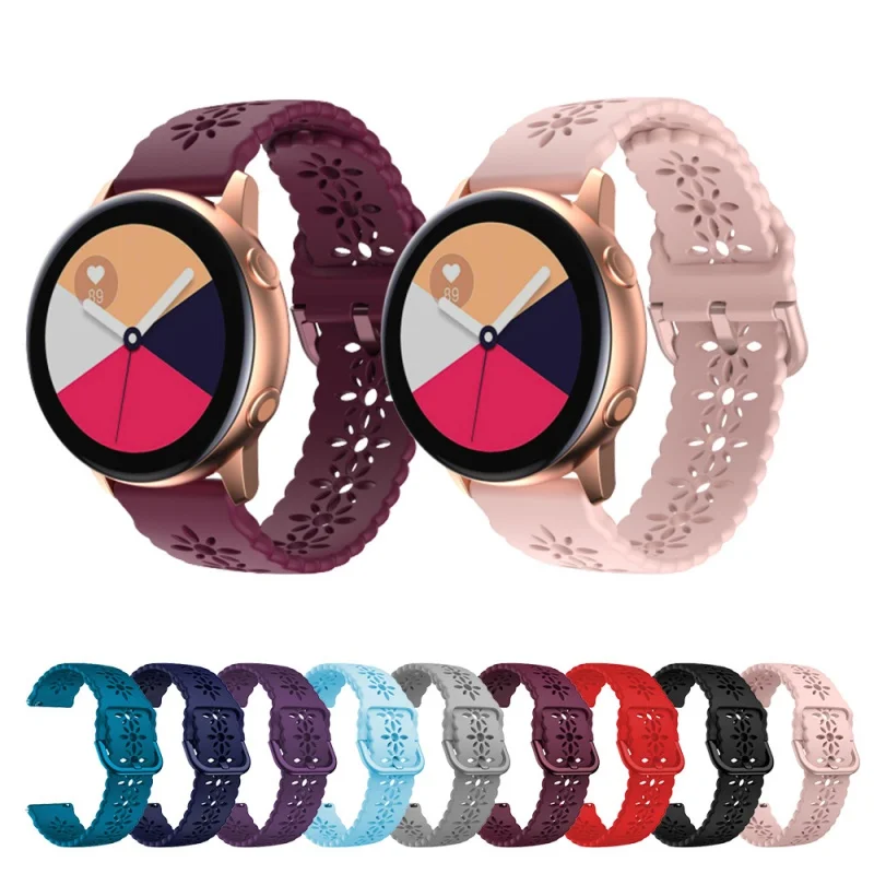 

For 20mm Lace Silicone Band for Samsung Active 2 44mm 40mm Strap Girls Color Buckle Strap for Samsung Galaxy Watch Active 2 1 Ba