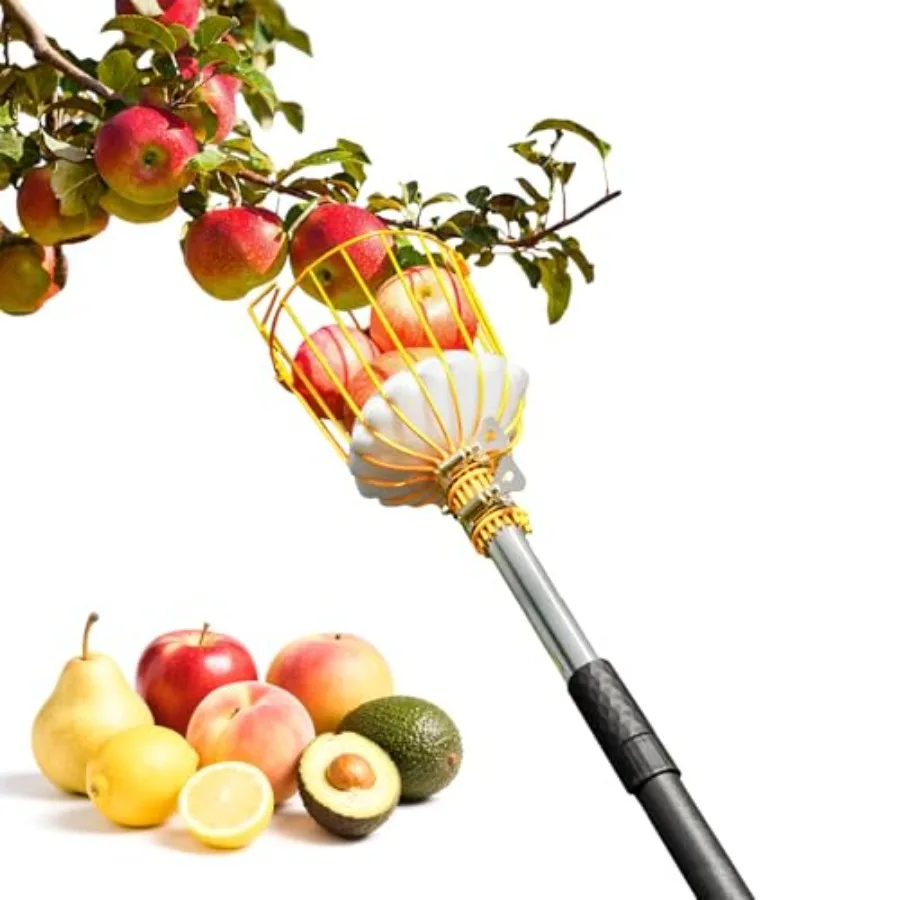 

Fruit Picker with Basket Apple Picking Tool 35 161" Adjustable Pole Long-Handle Mango Grabber Tree Fruit Catcher for Harvesting