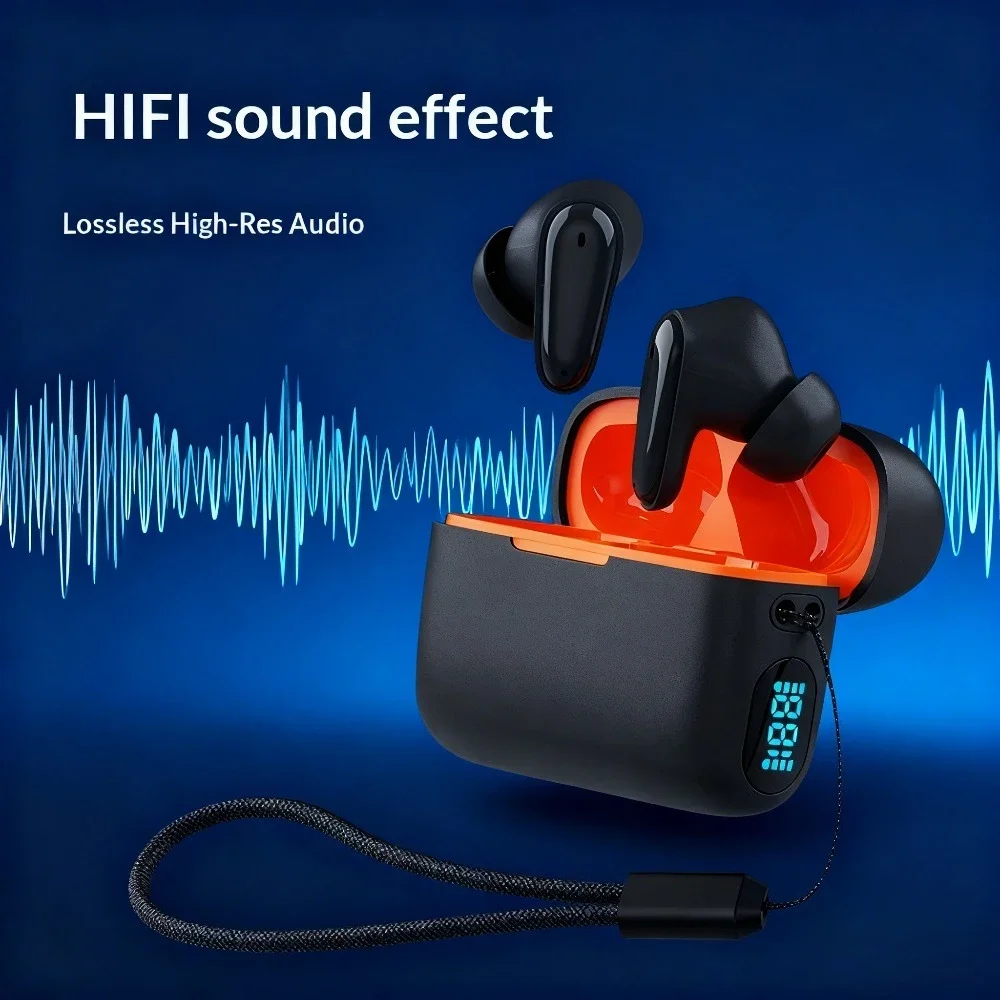 Wireless Bluetooth Headphones Noise Cancellation Lossless HIFI Stereo Sound Comfortable Wear for Sports Running Fitness Gym Work