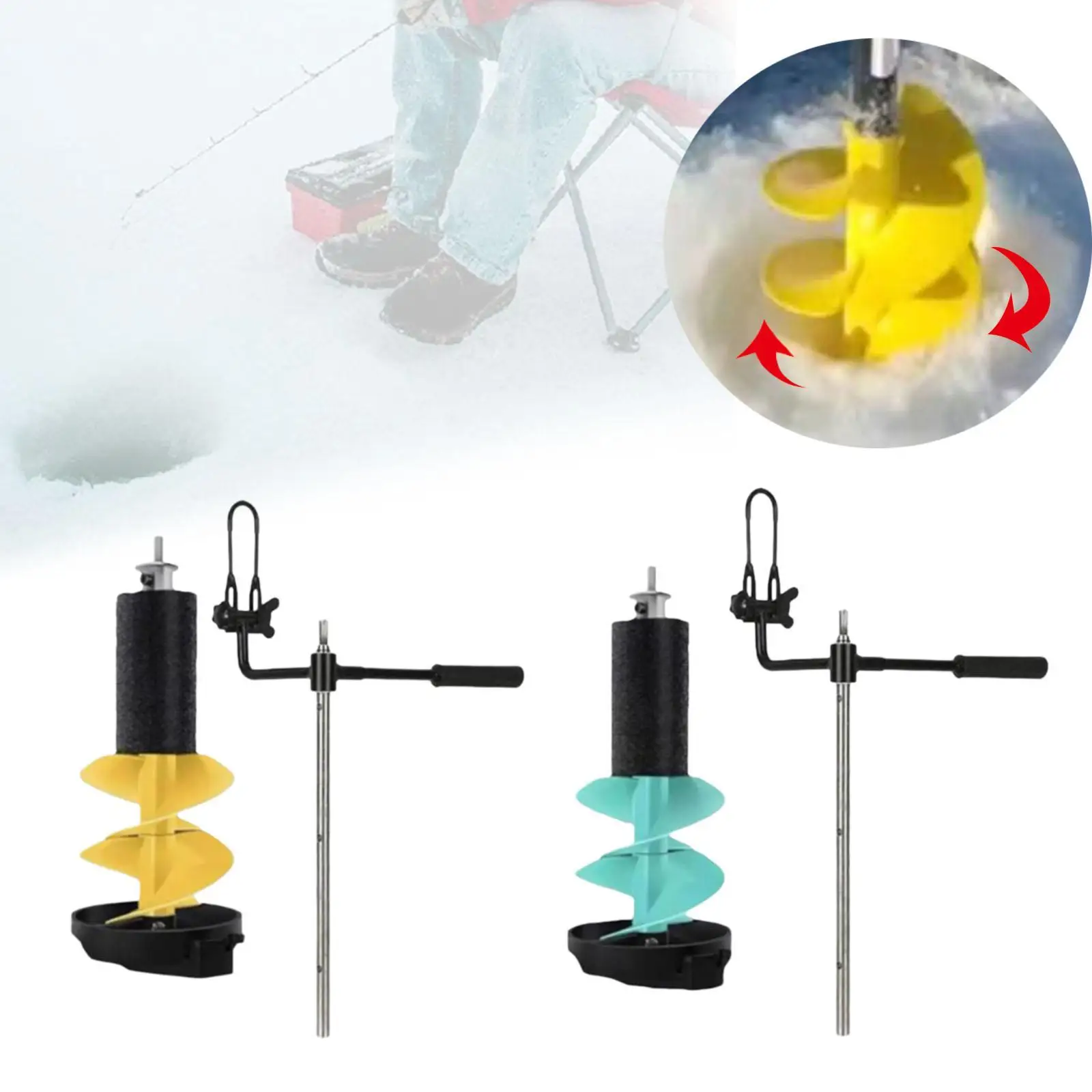 Ice Auger Sturdy Portable Ice Fishing Burrowing Nylon Metal with Extension Rod Ice Auger Bit Ice Drill Tool Ice Fishing Supplies