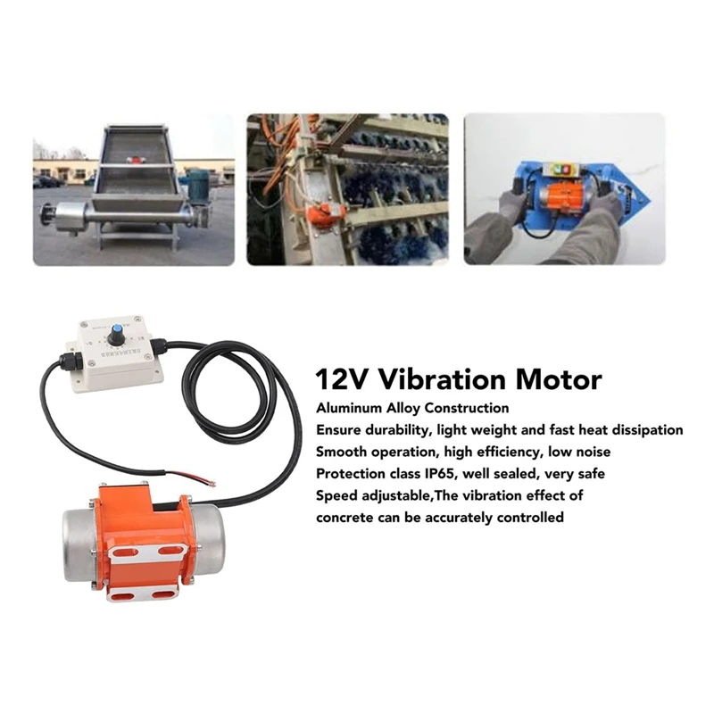 ABNO-12V محرك الاهتزاز سبائك الألومنيوم 4000 دورة في الدقيقة سرعة قابلة للتعديل فرش تيار مستمر هزاز الخرسانة للمعدات (15 واط)