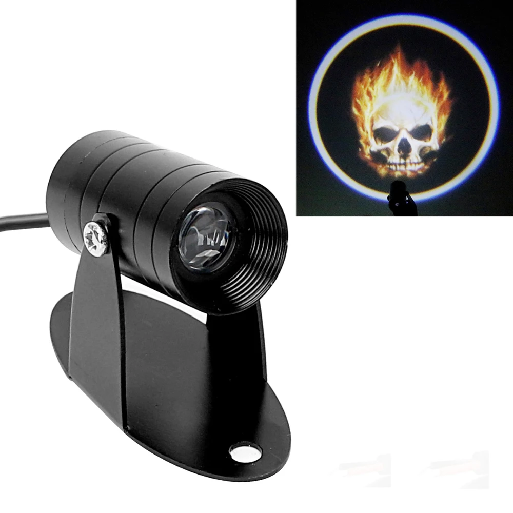 

3D LED Logo Light Motorcycle Spotlight Refit Ghost Rider Flaming Skull Logo Laser Projector Fog Lamp Tail Lighting
