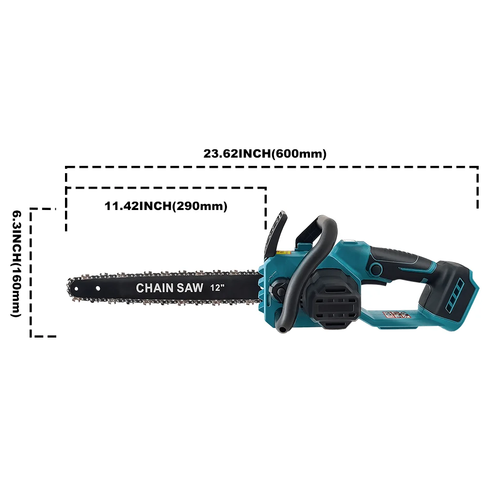 Brushless Cordless 12 Inch Electric Chain Saw Rechargeable Wood Logging Cutting Power Tools For Makita 18V Battery(No Battery)