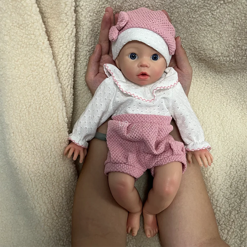 40cm Handmade Realistic Full Platinum Silicone Reborn Baby Girl Soft Waterproof Boneca Recém-nascida Bonito Dia de Ação de Graças Surpresa Presente