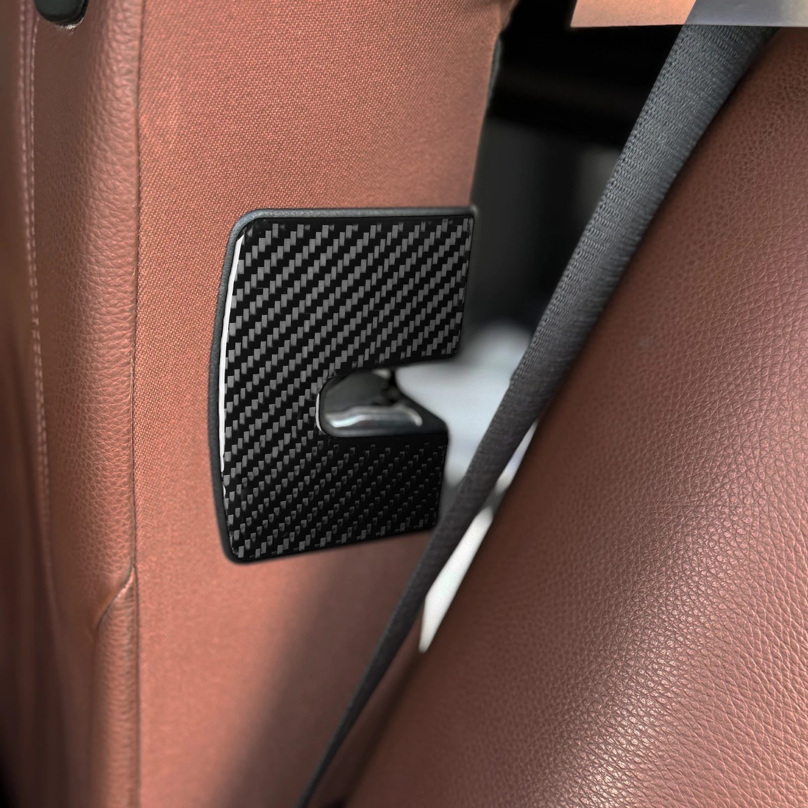 For BMW X5 F15 2014-2018 Carbon Fiber Rear seat buckle Latch Panel Trim Cover Car Accessories Interior Decorative Stickers