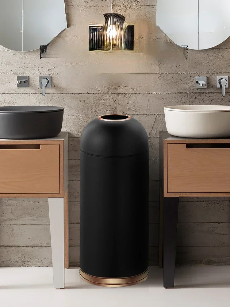 12Bullet Trash Can Stainless Steel Large Commercial Large Capacity round Open Direct Shot