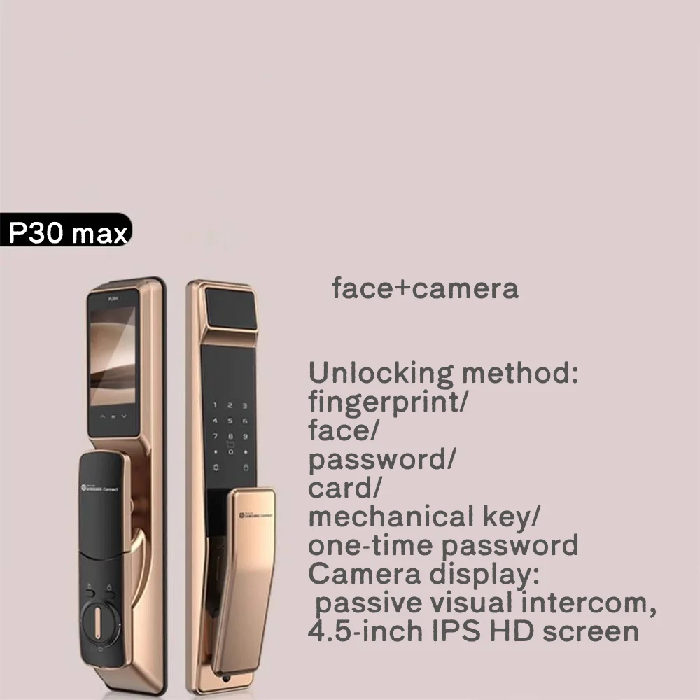 Samsung P30Max ดิจิตอล 3D Face Recognition Facial ประตูล็อคด้วยกล้อง Smart Thing Home รหัสผ่านการ์ด APP การป้องกันความปลอดภัย