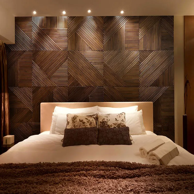 Solid wood mosaic grille bar counter living room living room background wall decoration
